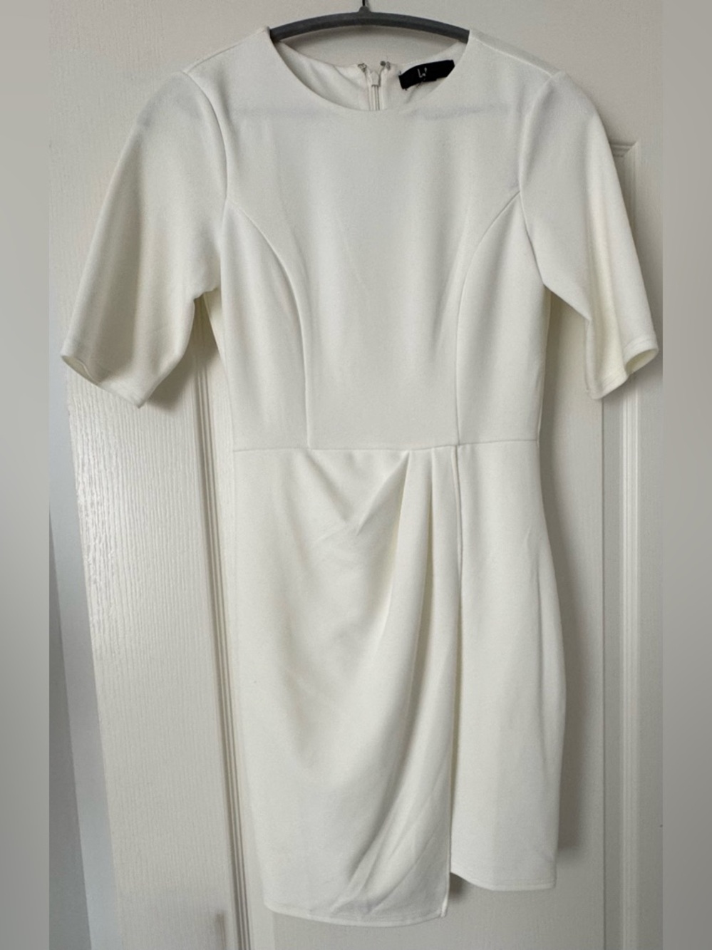 Lulu's Ivory Short-Sleeve Draped Sheath Mini Dress - Like New Worn x1 - Picture 8 of 8